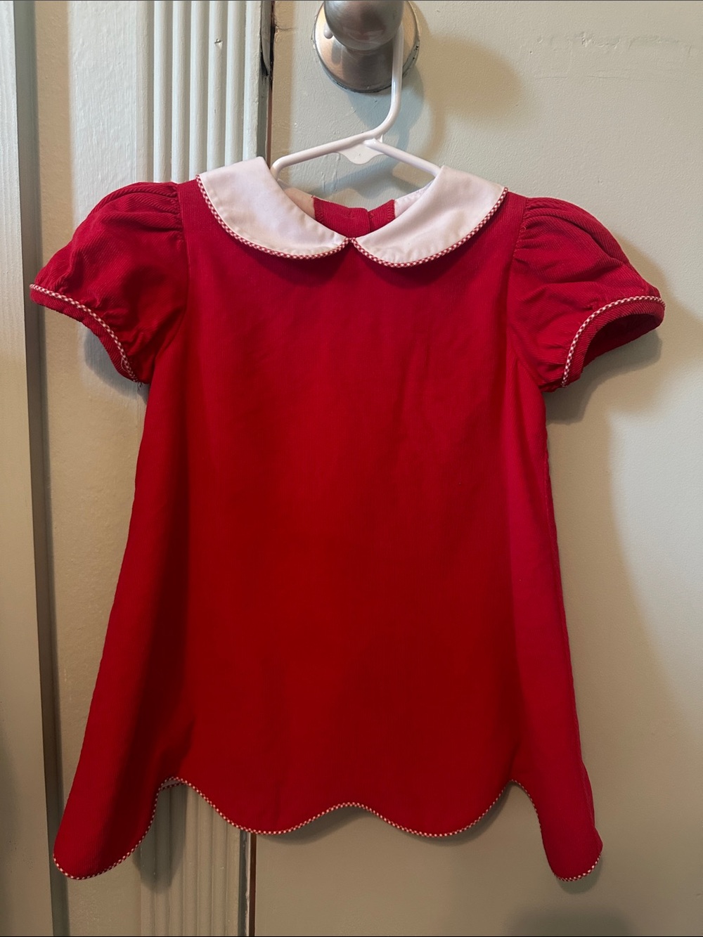 Classic Red Peter Pan Collar Girls Dress